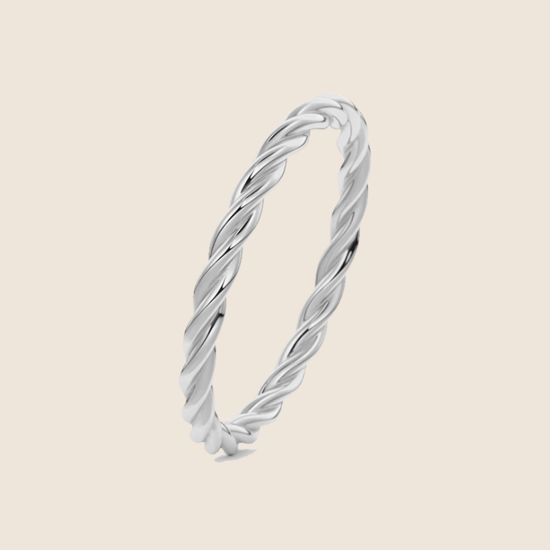 Braided Solid 18K White Gold Band