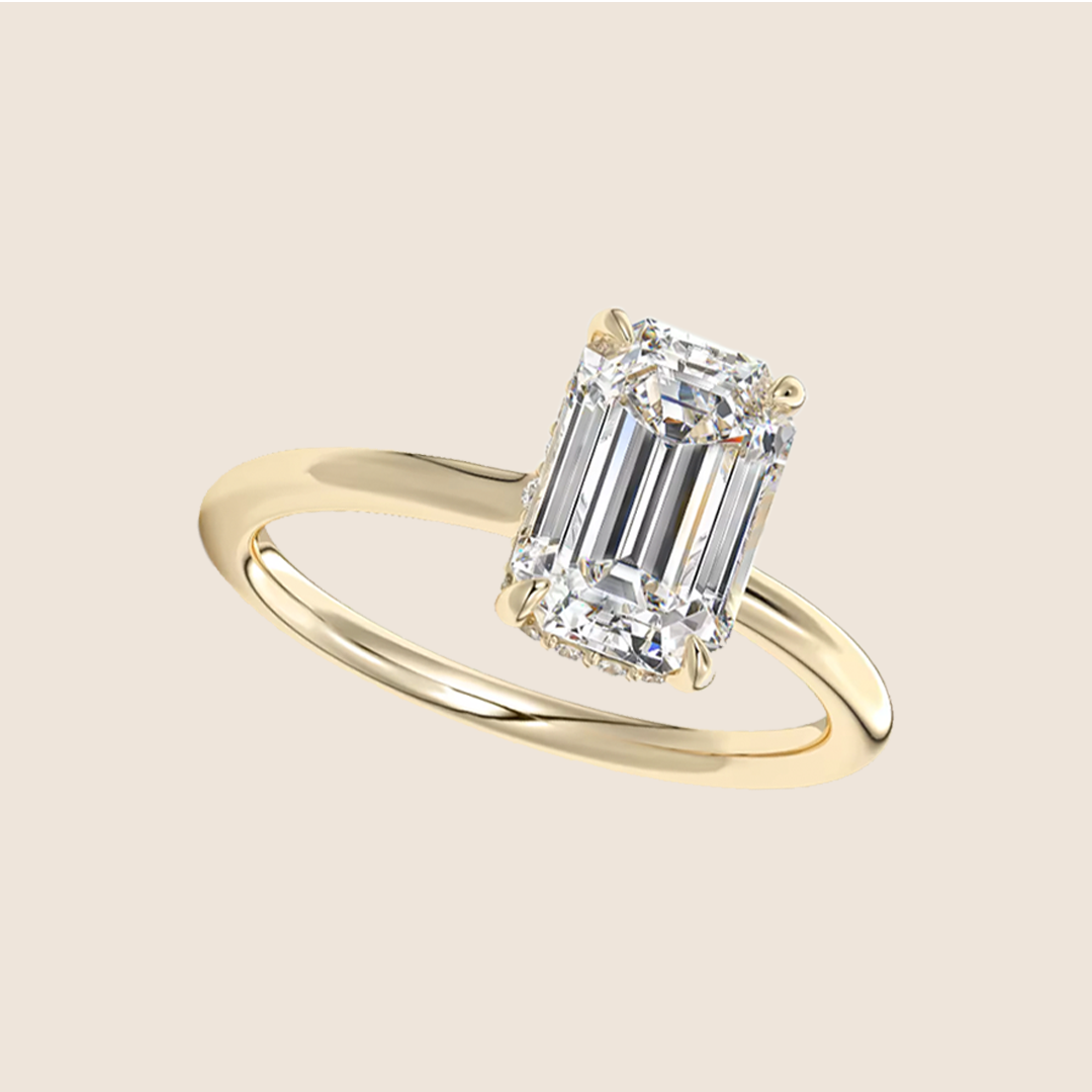 Emerald Cut with Hidden Halo Engagement Ring