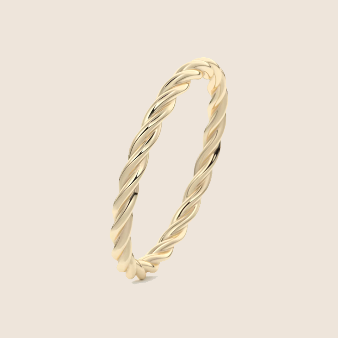 Braided Solid 18K Yellow Gold Band