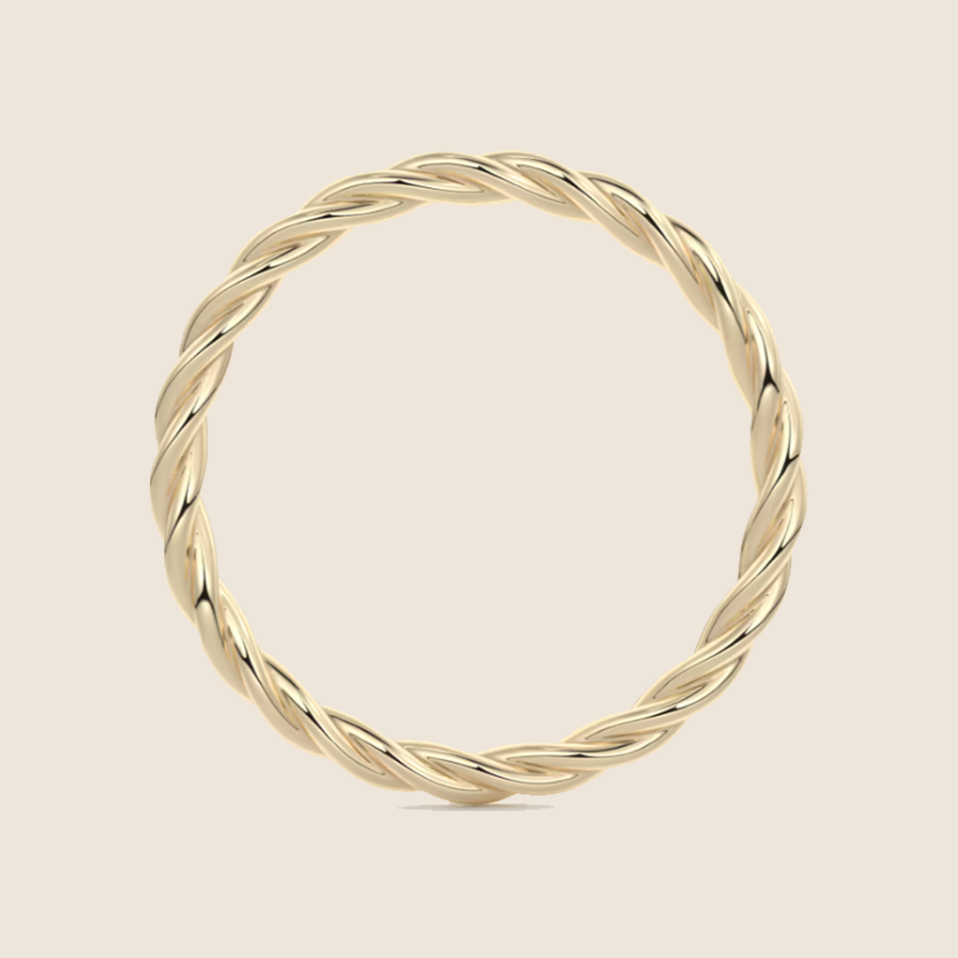 Braided Solid 18K Yellow Gold Band