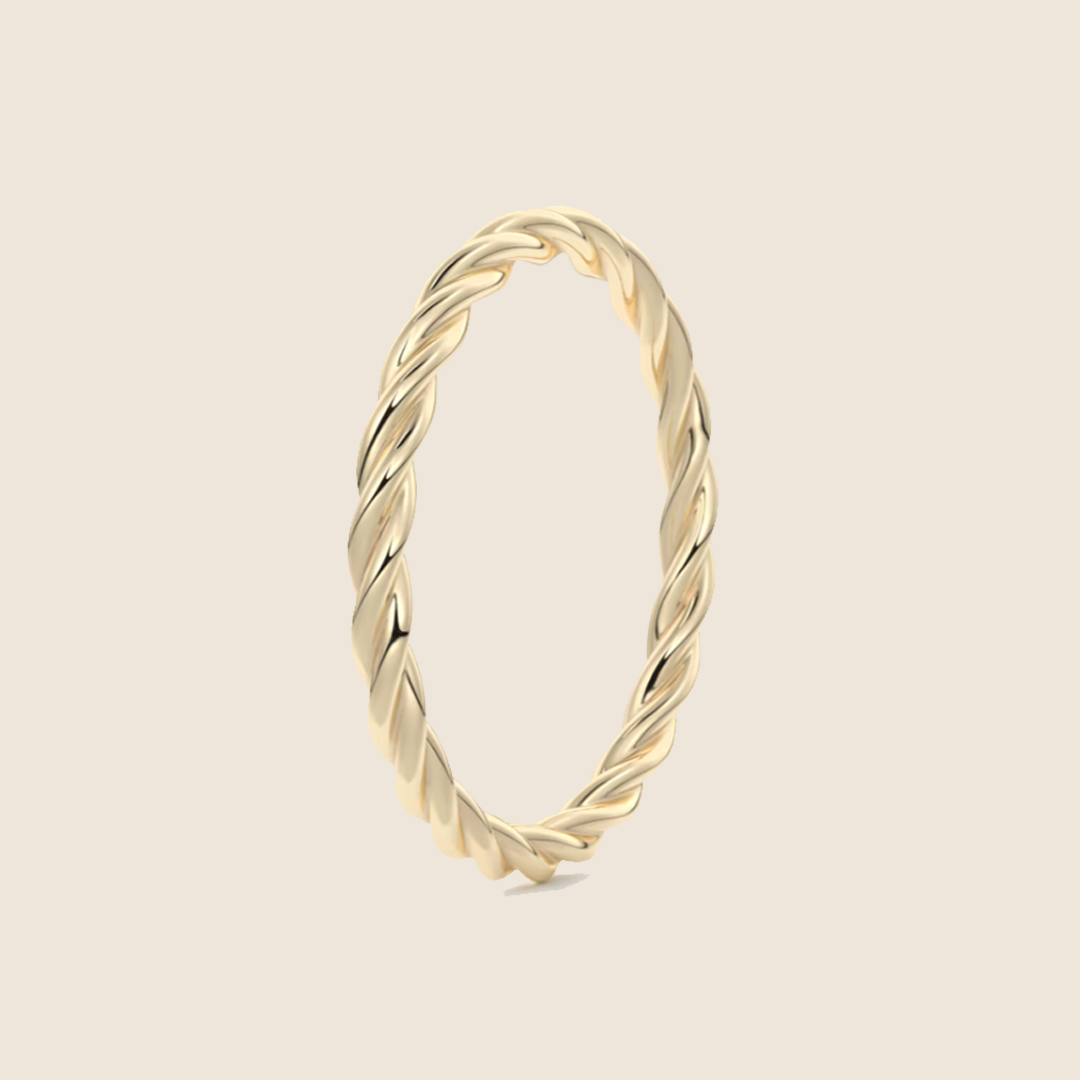 Braided Solid 18K Yellow Gold Band