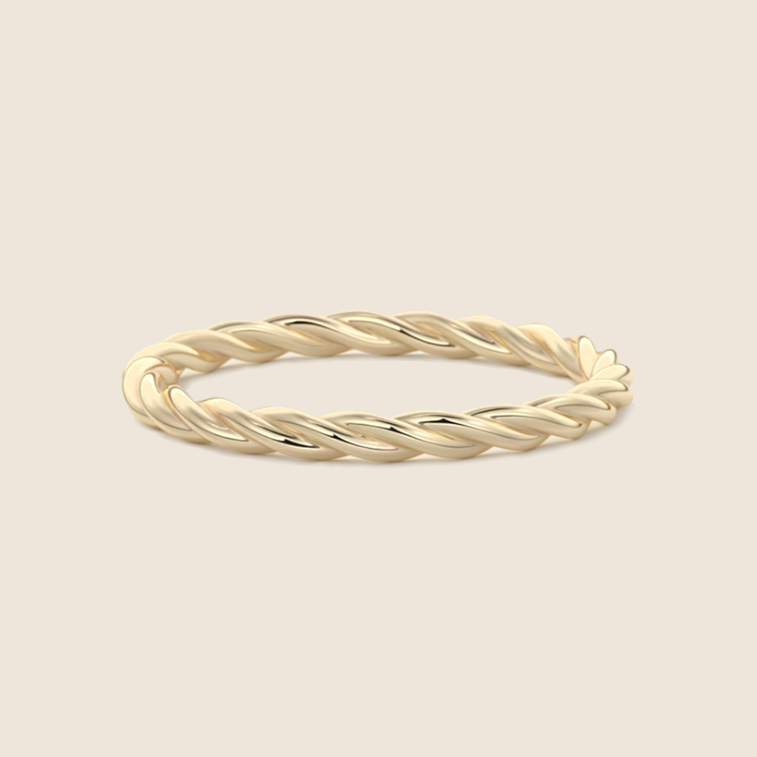 Braided Solid 18K Yellow Gold Band