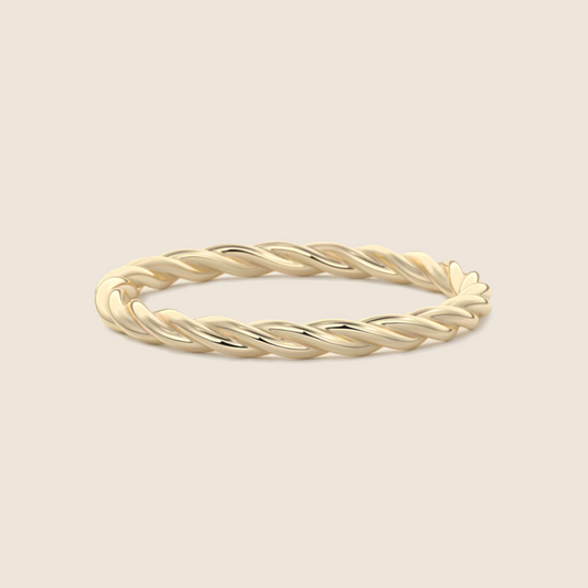 Braided Solid 18K Yellow Gold Band