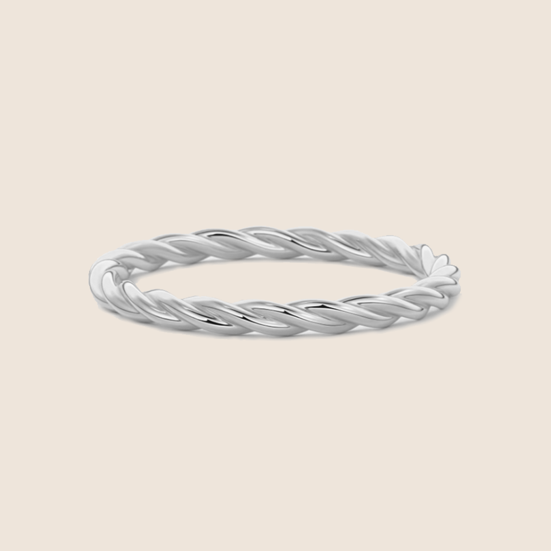 Braided Solid 18K White Gold Band