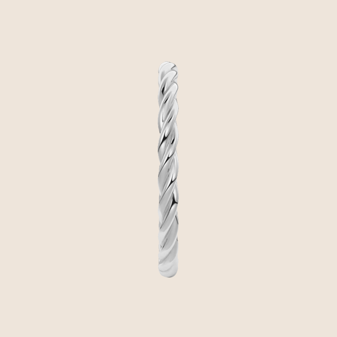 Braided Solid 18K White Gold Band