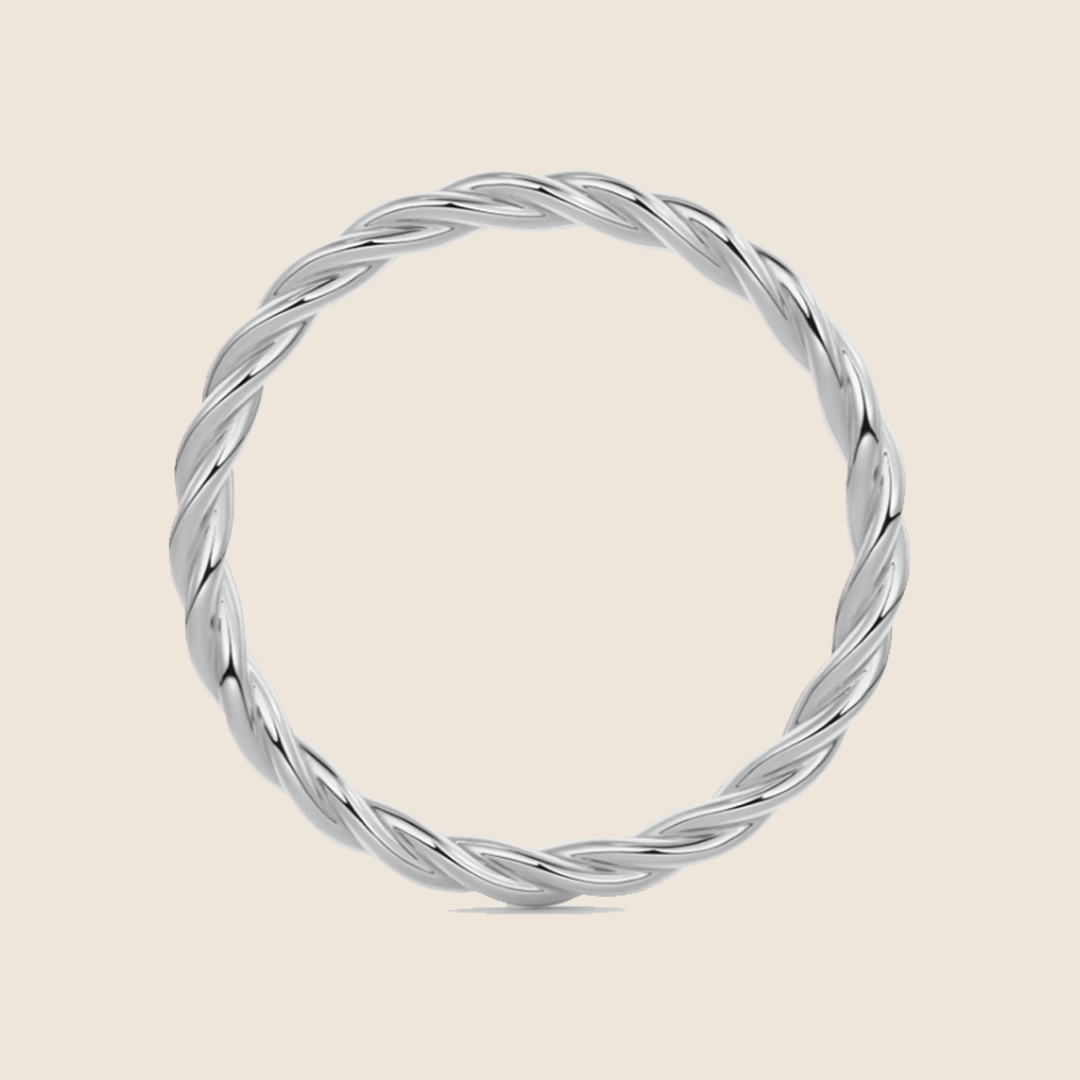 Braided Solid 18K White Gold Band