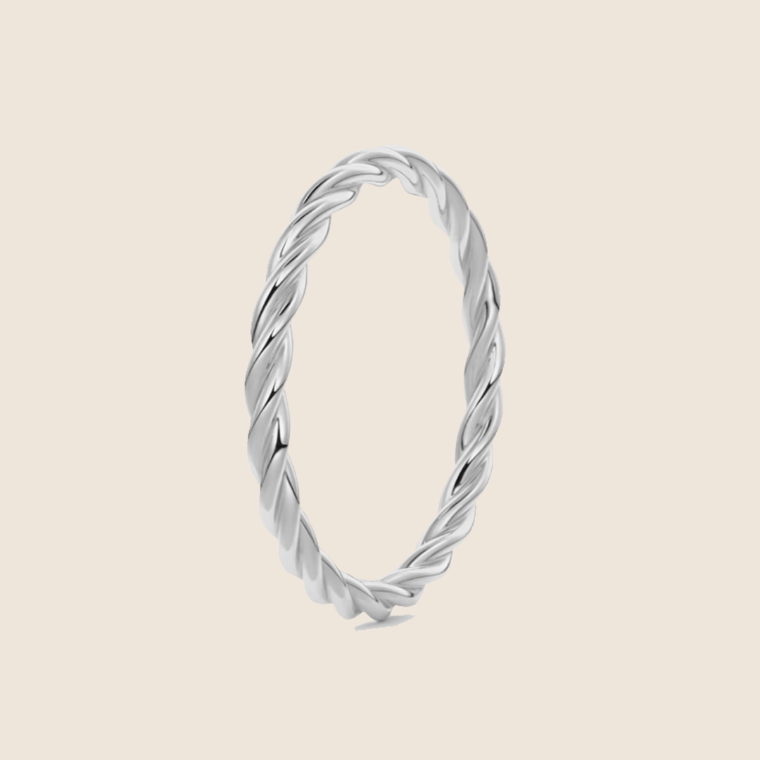 Braided Solid 18K White Gold Band