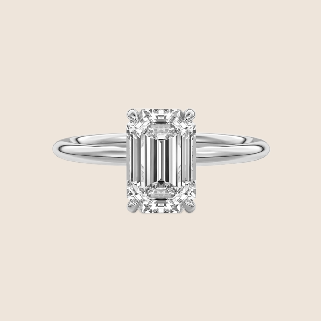 Emerald Cut with Hidden Halo Engagement Ring